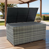 200Gal Outdoor Storage Box, Rattan Deck Box Bench for Outside, XXL Patio Storage Box for Toy Storage, All-Weather Patio Storage Furniture for Cushions Garden Poolside W/Inner Liner, Grey