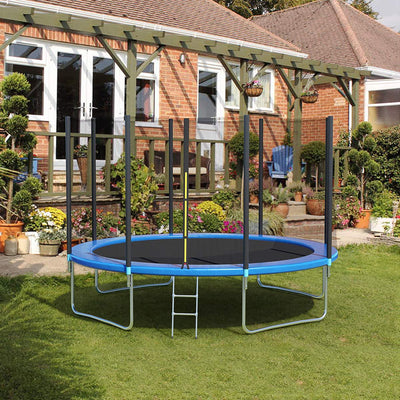 Seizeen Trampoline for Kids 12 ft - All-Weather Round Trampoline W/ Enclosure Net, Large Trampoline with Strong Supports for 6-8 Kids