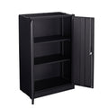 Garage Storage Cabinet, Seizeen Metal File Cabinet with Doors and Shelves, Indoor Storage Cabinet 3-Tier Shelves, Lockable Tool Storage for Garage, Warehouse, Home, Black