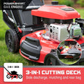 209CC Self-Propelled Lawn Mower, Gas Powered Lawn Mower with Large Rear Bag, Cordless Walk Behind Mower 4-Stroke Engine, 21’’ Cutting Deck & 5 Heights Adjustable, Red