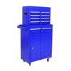 Tool Chest with Drawers, Seizeen Rolling Tool Box & Cabinet Large Capacity with 5 Drawers, Lockable Tool Box Organizer On Wheels with Sliding Drawers, Hidden Double Tool Box, Blue