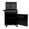 Tool Chest with Drawers, 2-IN-1 Rolling Tool Box & Cabinet Large Capacity with 5 Drawers, Lockable Tool Box Organizer On Wheels with Sliding Drawers, Hidden Double Tool Box, Black