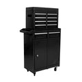 Tool Chest with Drawers, 2-IN-1 Rolling Tool Box & Cabinet Large Capacity with 5 Drawers, Lockable Tool Box Organizer On Wheels with Sliding Drawers, Hidden Double Tool Box, Black