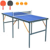 Table Tennis Table Set, 72x36x30 Inch Indoor Outdoor Ping Pong Table for Adults Kids, Foldable & Portable Table Tennis Table with Net, 2 Table Tennis Paddles and 3 Balls