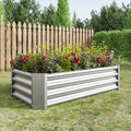 Raised Garden Beds Outdoor, Rectangle Raised Planter 4x2x1ft, Raised Bed Flower Planter for Flowers Plants, Vegetables, Silver