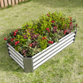 Raised Garden Beds Outdoor, Rectangle Raised Planter 4x2x1ft, Raised Bed Flower Planter for Flowers Plants, Vegetables, Silver