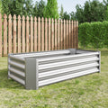 Raised Garden Beds Outdoor, Rectangle Raised Planter 4x2x1ft, Raised Bed Flower Planter for Flowers Plants, Vegetables, Silver