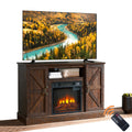 TV Stand with Fireplace for 55'' TV - Electric Fireplace TV Stand W/ Remote Control & Virtual Flame, Adjustable Fireplace Entertainment Center TV Console with Storage for Home Living Room, Brown