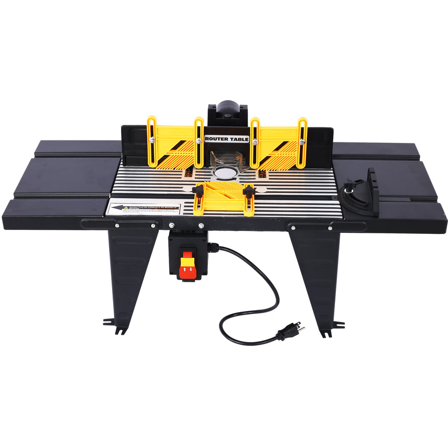 Electric Router Table Adjustable, Woodworking Router Table for Precision Cutting, 34’’ Compact Craftsman Table w/Heavy-Duty Construction