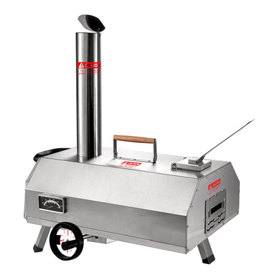Seizeen 12" Pizza Oven Outdoor, Portable Pizza Oven Semi-automatic Rotation, Wood Pellet Fired Pizza Maker Stove with 10PCS Accessories, Built-in Thermometer, Foldable Legs