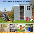 Seizeen 5x3FT Outdoor Storage Shed with Floor, Plastic Garden Tool Shed w/Lockable Door & Window, Waterproof Wood Grain Patio Storage Versatile Design