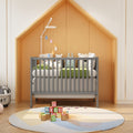 iRerts 5 In 1 Convertible Baby Crib, Wood Convertible Crib Toddler Bed with Wood Legs, Converts from Baby Crib to Toddler Bed, Fits Standard Full-Size Crib Mattress, Easy to Assemble, Black