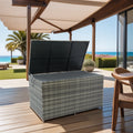 200Gal Outdoor Storage Box, PE Rattan Deck Box for Outside Patio Furniture, Cushions Toys Garden Poolside Storage Bench, Waterproof Lid, Gray