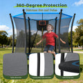 8FT Outdoor Trampoline with Enclosure Net, Outdoor Trampoline for Kids and Toddlers, All-Weather Trampoline with Hoop, Ladder, 3-W Heavy-Duty Stand for Backyard Play