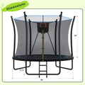 8FT Outdoor Trampoline with Enclosure Net, Outdoor Trampoline for Kids and Toddlers, All-Weather Trampoline with Hoop, Ladder, 3-W Heavy-Duty Stand for Backyard Play