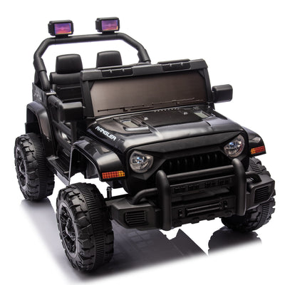 Ride on Toy 12V Electric Car Powered Ride-On with Remote Control, 3 Speeds, MP3 Player, Cool Ride on Truck Cars for Kids, Black