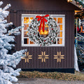 48'' Pre-Lit Artificial Christmas Wreath, Christmas Door Decorations Wreath with 150 LED Warm Lights, Garden Wreath Décor with 450 Branches, Ornament