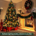 Seizeen 6.5FT Lighted Christmas Tree, Green Pre-lit Artificial Tree with 350 LED Lights Pine Cones, Berries, Flocked Xams Tree Decor for Indoor Outdoor Home Holiday, 1200 Branch Tips