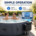 85" Inflatable Hot Tub for 4-6 Persons, Portable Outdoor Spa Tub with 150+ Air Jets, 104°F Heating, 6-Color Ambient LED Lights, Bubble Massage, One-Touch Inflation, Filter System, Cover & Floor Mat