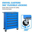 Seizeen Rolling Tool Box with Wheels, Metal 5 Drawers Tool Chest, Garage Tool Storage Cabinet with Ball Bearing Slides, Locking Casters, Side Handle & Worktop for Workshop Organizer