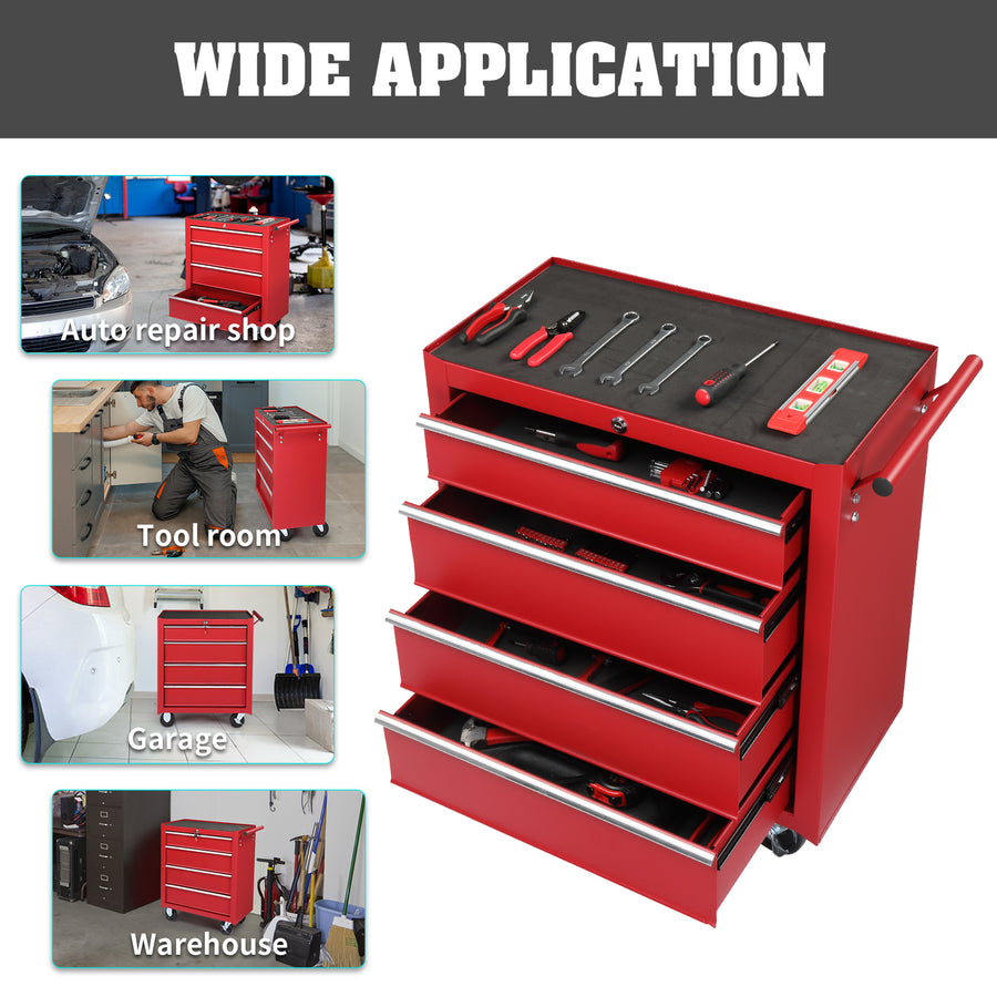 Seizeen Rolling Tool Boxes on Wheels, 4 Drawers Tool Chest Storage Cab ...