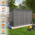 Seizeen 9' x 4' Metal Storage Shed, Lockable Lean-to Garden Shed with Double Door, Large Patio Outdoor Storage for Tools Bikes Sloping Roof, Space-saving Wall Side Design, 6 Air Vents