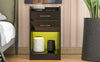 Nightstand for Bedroom, Black End Table w/2 Drawers & Storage Cabinet, Wireless Charging Station and 16-color LED Lights