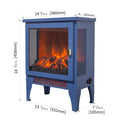 18" Electric Fireplace Heater, Freestanding Space Heater with 3D Realistic Flame, 1400W/700W, Overheat Protection, Classic Blue Indoor Electric Fireplace for Home Living Room Bedroom, Blue
