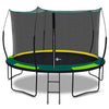 12FT Trampoline for Kids, Round Trampoline with Enclosure Net, Safety Upgraded Trampoline with Elastic Ropes & High Toughness Fiberglass Pole, Zipper Seamless Mat, MAX Weight 1320lbs