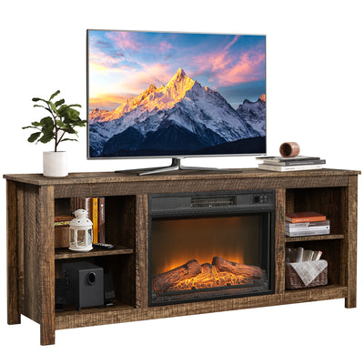 Seizeen Fireplace TV Stand with Barn Door, for TVs up to 65 inches, Entertainment Center with Fireplace, Media Console Cabinet for Living Room, 58 Inch, Black, L0280