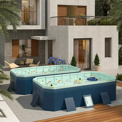 Outdooor Swimming Pool, Seizeen 82''L Rectangular Swimming Pool Non-Inflatable Foldable Design, PVC Above Ground Swimming Pool for Garden Lawn Patio Yard