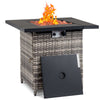 28'' PE Rattan Fire Pit Table, Seizeen 50000 BTU Gas Propane Fire Pit for Outside, Black Splicing Tabletop, Pulse Ignition, CSA, Metal Lid