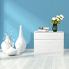 White Chest of Drawer with 3 Sliding Drawers, File Cabinet with Metal Handle, Bedside Nightstand Table Bedroom Furniture