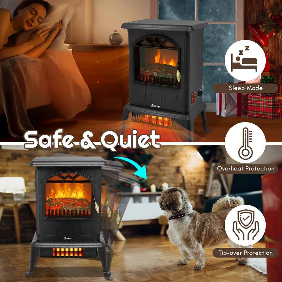 1500W Electric Heaters for Home, Seizeen 22"H Compact Electric Fireplace Space Heater, 19-Level Temperature Control System, ETL Certified, Overheating Safety Protection, Virtual Flame
