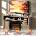 TV Stand with Fireplace, Fireplace TV Stand for 50-60-65’’ TV, Gray Entertainment Center for Bedroom with Cabinet, Living Room TV Console w/3D Flame Electric Fireplace Insert, RC, Multi-mode Change