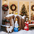 Christmas Inflatables Outdoor Decoration, Seizeen Inflatable Nativity Scene with Lights, Quick Assembly Patio Yard Party Pre-lit Xmas Decoration, 7.5FT