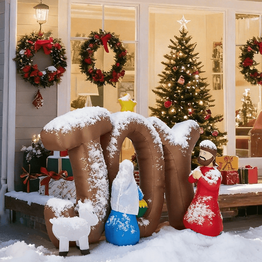 Christmas Inflatables Outdoor Decoration, Seizeen Inflatable Nativity Scene with Lights, Quick Assembly Patio Yard Party Pre-lit Xmas Decoration, 7.5FT
