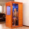 Seizeen Dry Sauna for Home, 1120W Far Infrared Saunabox with 7-Color Light, 1-Person Indoor Sauna Room w/ Red Light, Bluetooth Audio, LED Reading Light, 77-140℉, Multi-function Setting