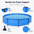 Seizeen Above Ground Swimming Pools, Large Round Frame Outdoor Pool w/Sturdy Iron Support for Backyard, Patio & Garden, Easy Setup Family Pool for Kids and Adults Summer Water Fun