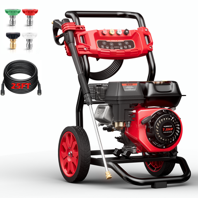 210CC Gas Powered Power Washer, 3950PSI Pressure Washer 2.6 GPM High Water Pressure, with 4 Nozzles, 25FT Extended Hose