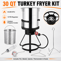 Outdoor Turkey Fryer Kit, 30QT Aluminum Deep Fryer and Seafood Boil Pot, 55,000 BTU Propane Burner with 32.3-Inch Iron Tripod Stand, Basket, Poultry Rack, Thermometer and Injector