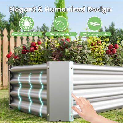 Seizeen Raised Garden Bed, 42.91 x 11.81 x 2.17'' Metal Planter Box for Outdoor, Silver Galvanized Raised Planter for Vegetables Flower Fruits, Large Gardening Plant Box w/4 Fixed Feet for Patio