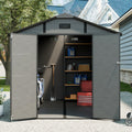 10x7.6ft Shed and Outdoor Storage, Garden Tool Resin Shed w/ Double Lockable Doors, All-Weather XXL Patio Storage Sloped Roof, Backyard Bike Shed with 2 Windows