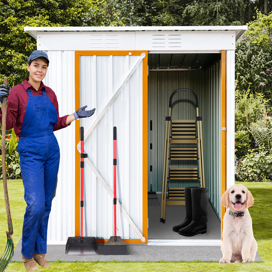 Metal Storage Shed, Seizeen 5 x 3Ft All-Weather Garden Storage Sheds with Lockable Door, Outdoor Metal Shed Patio Storage for Backyard Garden Lawn, White