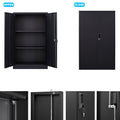 Garage Storage Cabinet, Seizeen Metal File Cabinet with Doors and Shelves, Indoor Storage Cabinet 3-Tier Shelves, Lockable Tool Storage for Garage, Warehouse, Home, Black