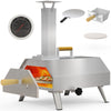 Seizeen Outdoor Pizza Oven, 12" Portable Wood Fired Pizza Oven 360°Rotatable, Multipurpose Stainless Steel Grill Oven for Camping Yard, with Rotating Pizza Stone, Foldable Legs