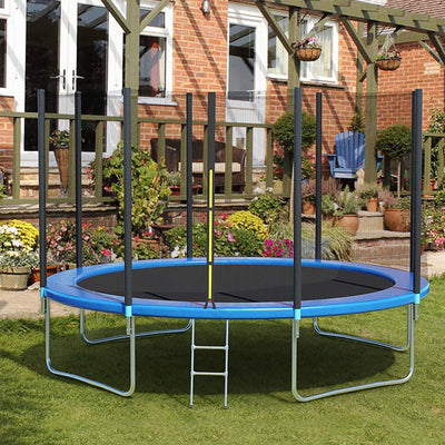 Seizeen Trampoline for Kids 12 ft - All-Weather Round Trampoline W/ Enclosure Net, Large Trampoline with Strong Supports for 6-8 Kids