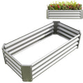 Seizeen Raised Garden Bed, 42.91 x 11.81 x 2.17'' Metal Planter Box for Outdoor, Silver Galvanized Raised Planter for Vegetables Flower Fruits, Large Gardening Plant Box w/4 Fixed Feet for Patio