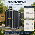Seizeen 4 x 6 FT Plastic Storage Shed with Floor, Sloped Roof Outdoor Resin Shed with Window & Vents, Lockable Garden Tool Shed for Backyard Patio Lawn, Black