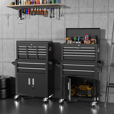 5-Drawer Rolling Tool Box, 2-IN-1 Hidden Multifunctional Tool Chest, Blue Tool Box on Wheels Storage Tool Organizer Cart,Classification Box